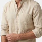 Chemise à manches longues pour homme avec col montant