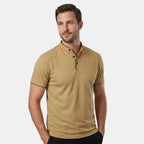 Polo à col mandarin pour homme avec patte de boutonnage