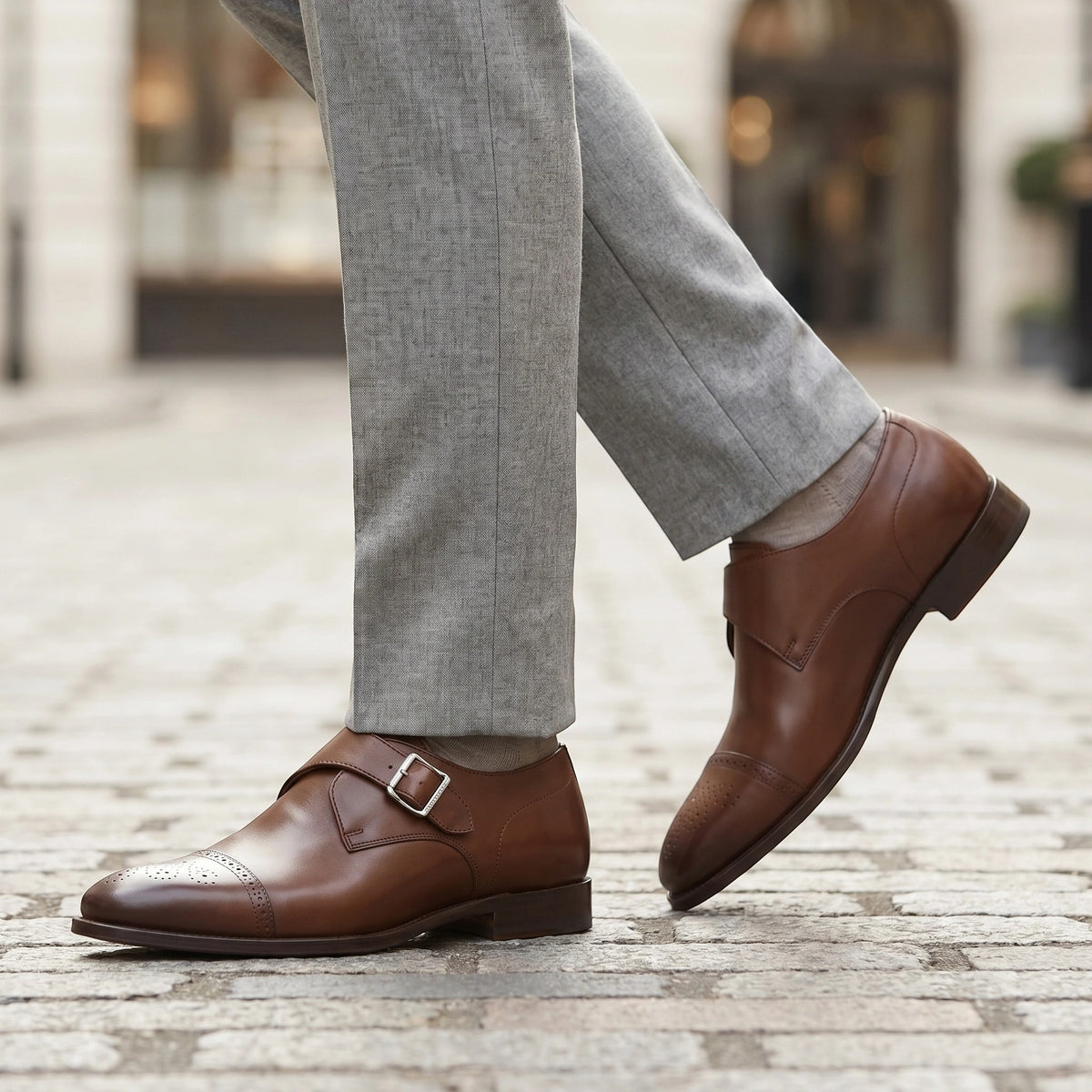 Chaussures monk strap pour homme avec bout cap toe