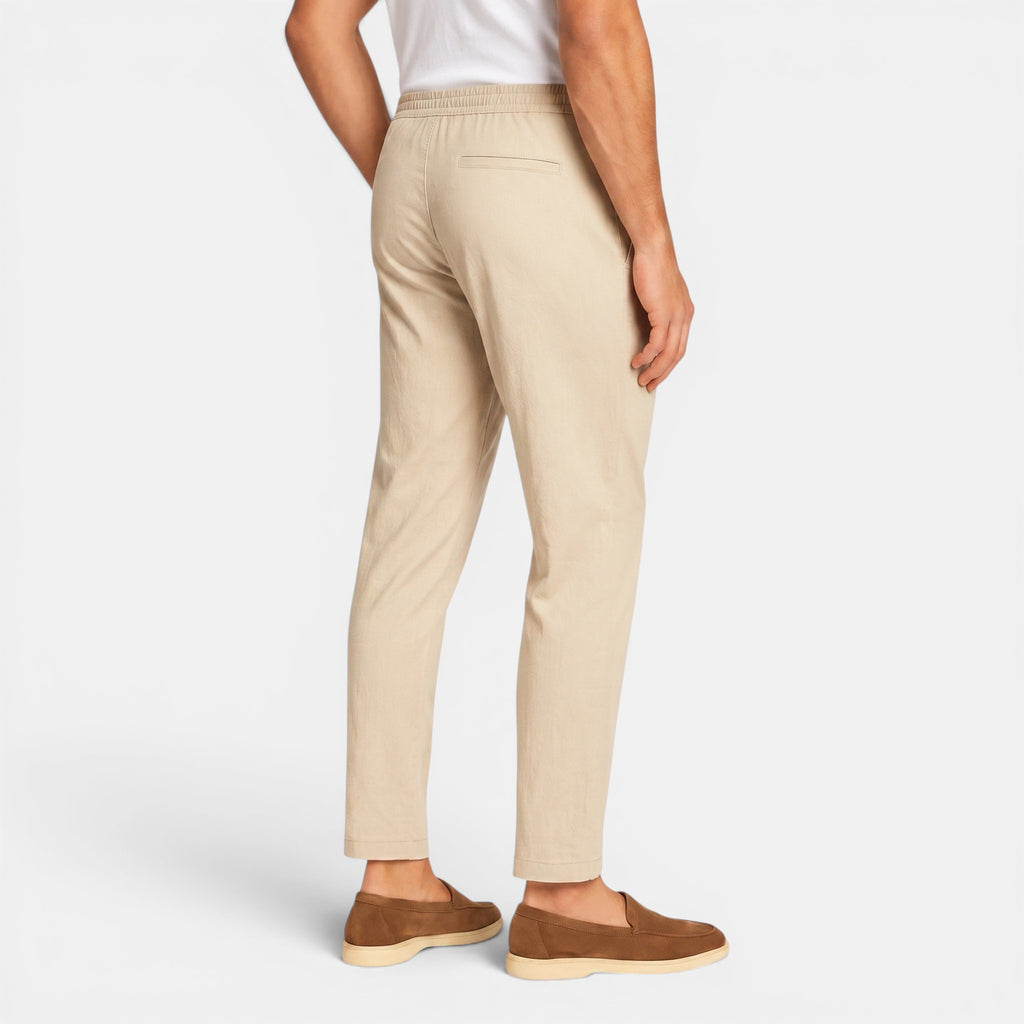 Pantalon homme coupe classique à cordon de serrage et taille élastique