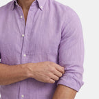 Chemise boutonnée à manches longues pour homme, coupe décontractée