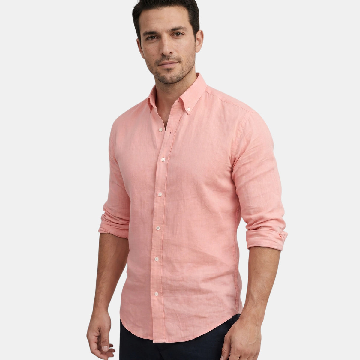 Chemise boutonnée à manches longues pour homme, coupe décontractée