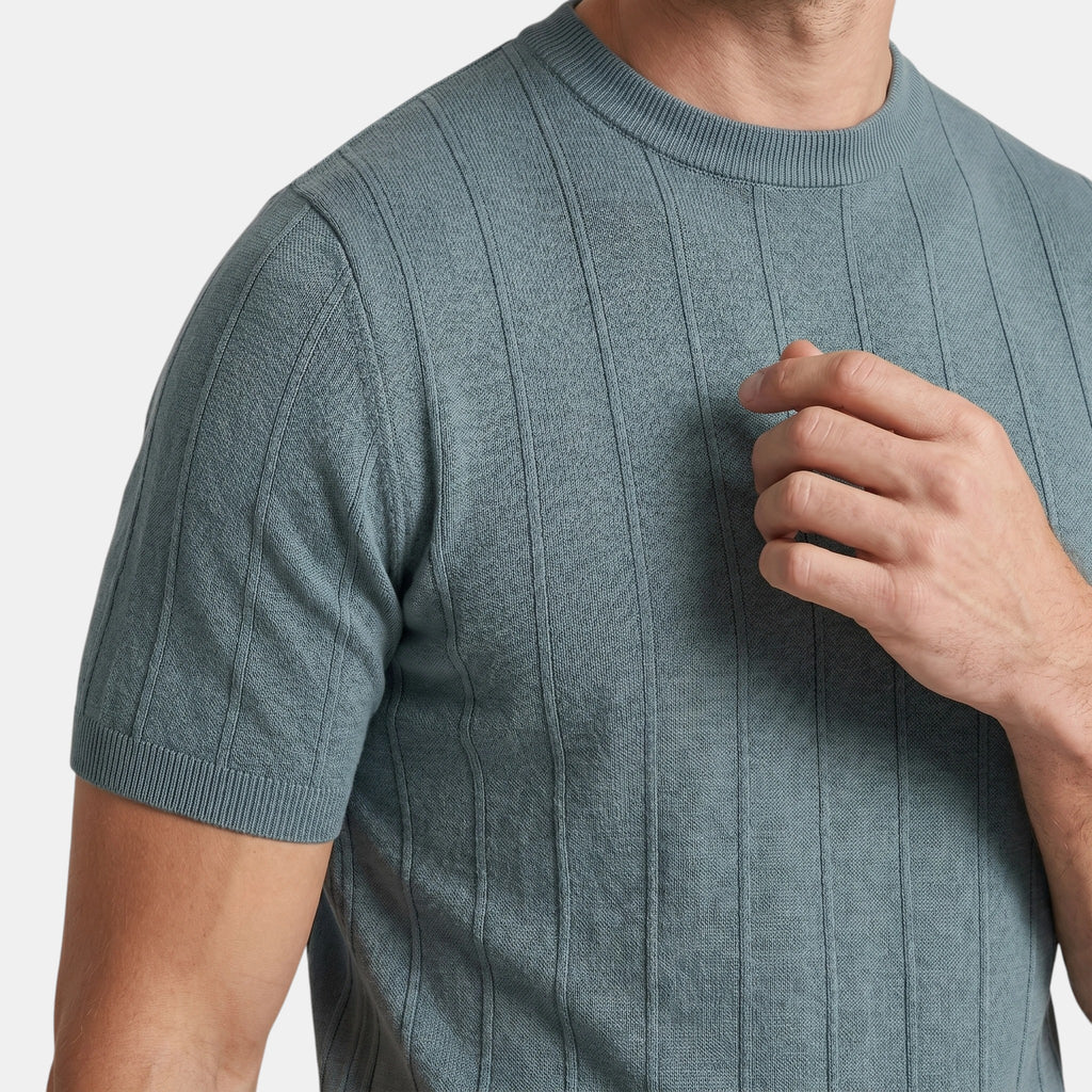 T-shirt en maille côtelée pour homme avec col montant