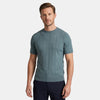 Men's Ribbed Knit T-Shirt with Mock Neck Design