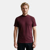 Men's Burgundy Ribbed Mock Neck T Shirt Slim Fit