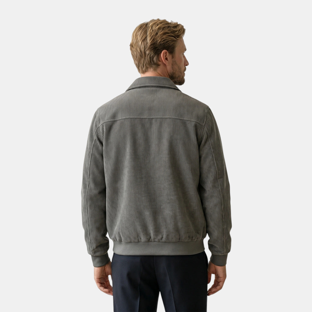 Veste côtelée pour homme à fermeture éclair sur le devant avec poches utilitaires