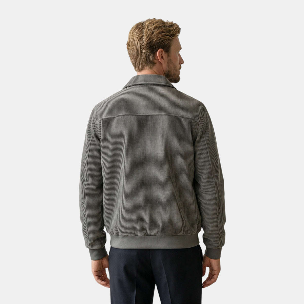 Veste côtelée pour homme à fermeture éclair sur le devant avec poches utilitaires