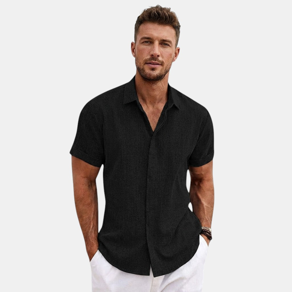 Men's Short Sleeve Button Up Shirt for Summer Wear