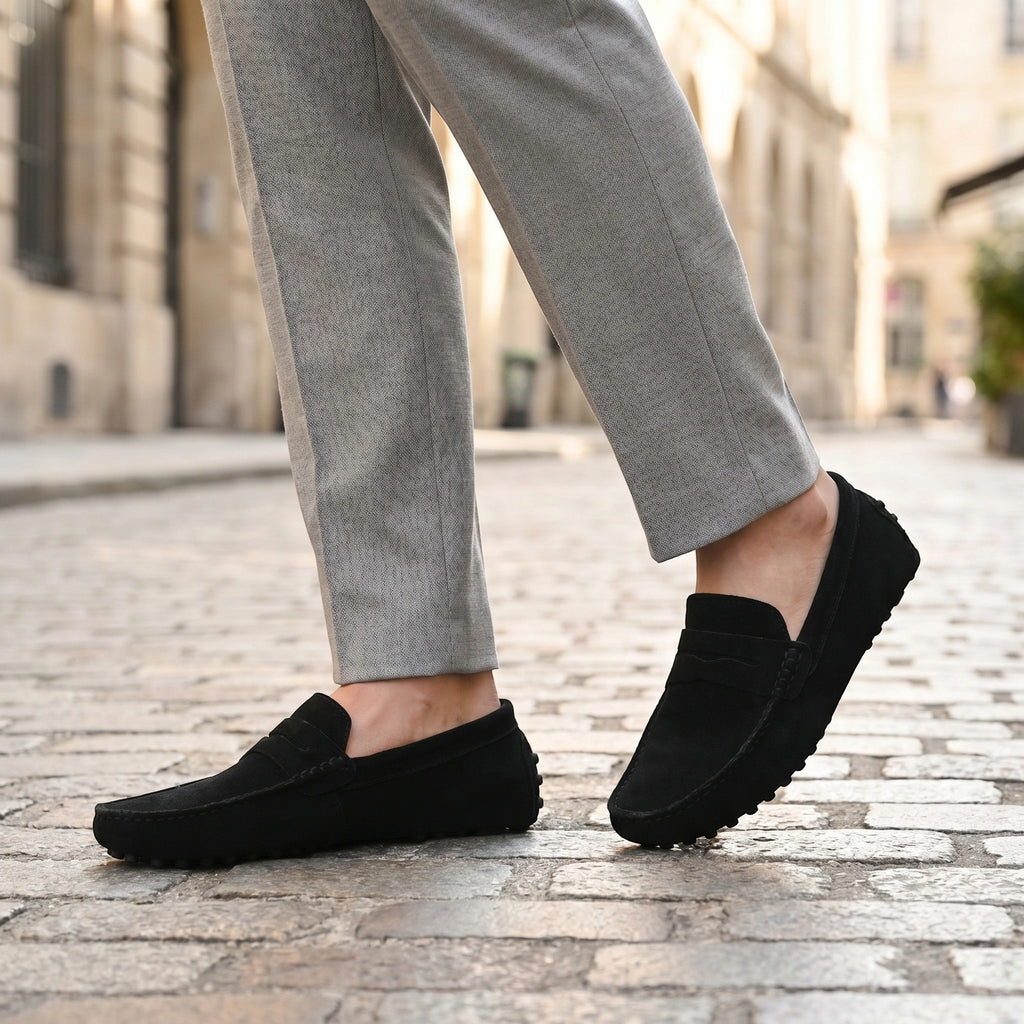 Mocassins à enfiler pour homme, chaussures penny classiques de conduite