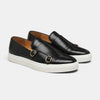 Men's Double Monk Strap Slip On Trainers with Contrast Sole and Gold Buckle