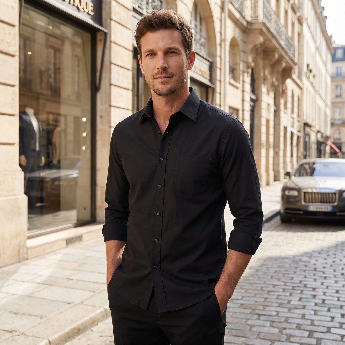 Chemise ajustée pour homme avec poche poitrine
