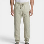 Men's Relaxed Fit Tapered Trousers with Elasticated Waistband and Drawstring