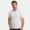 Men's Textured Knit Polo with V Neck Collar