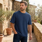 T-shirt texturé manches courtes pour homme à col rond