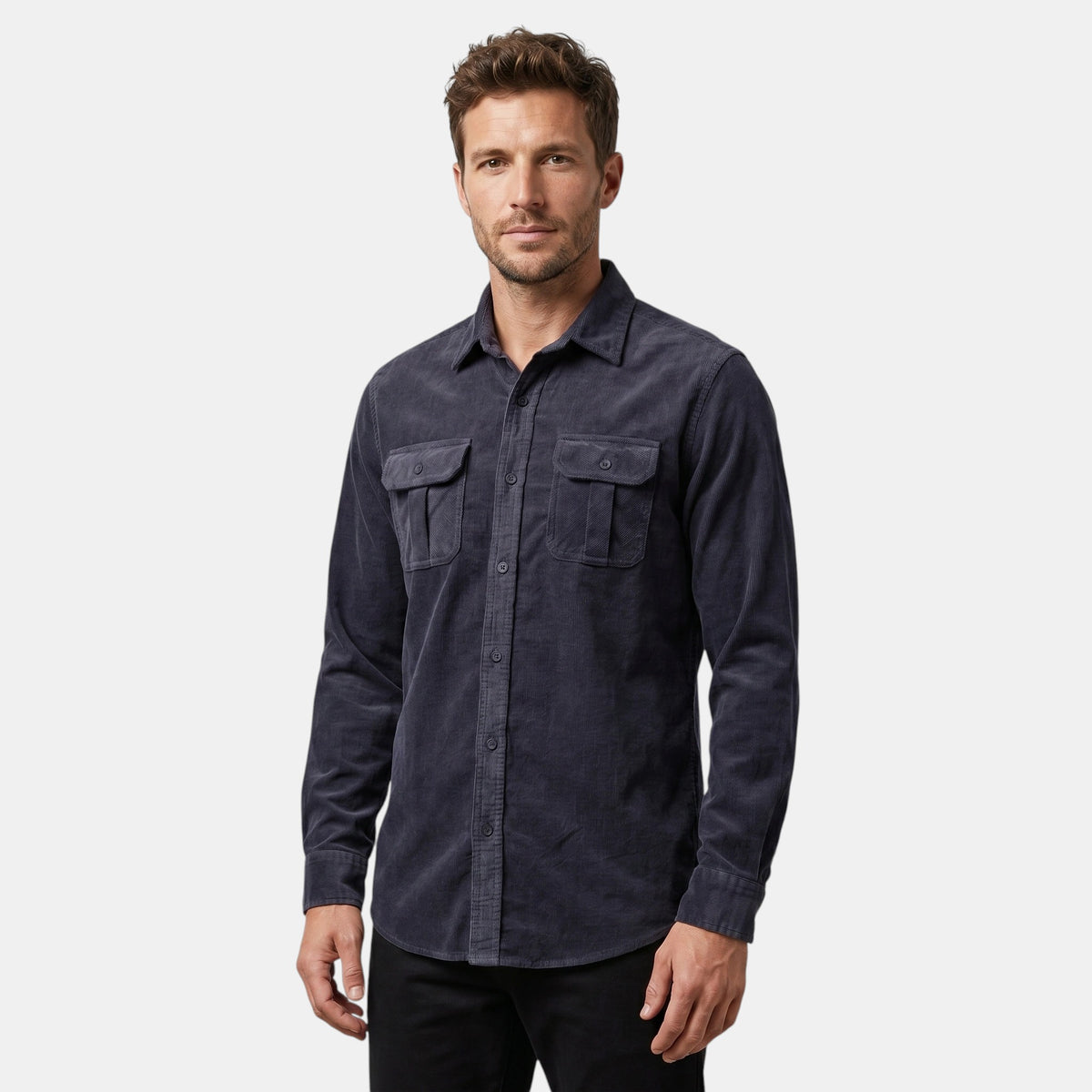Men's Utility Button Shirt with Dual Chest Pockets