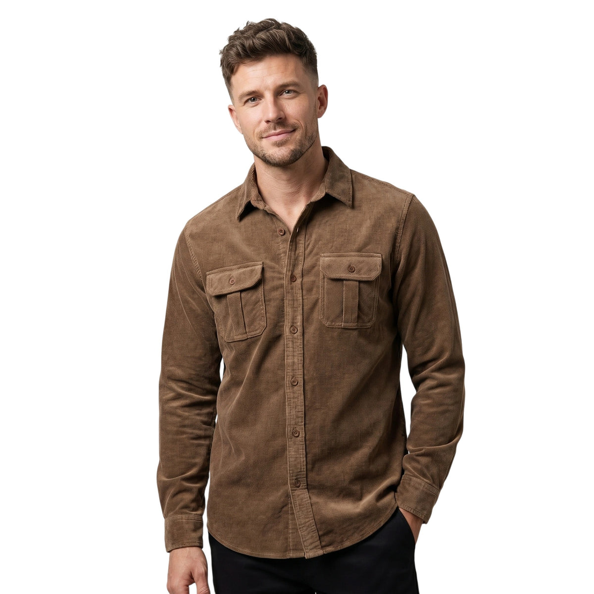 Men's Utility Button Shirt with Dual Chest Pockets