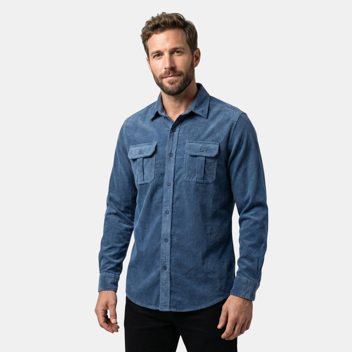 Men's Utility Button Shirt with Dual Chest Pockets
