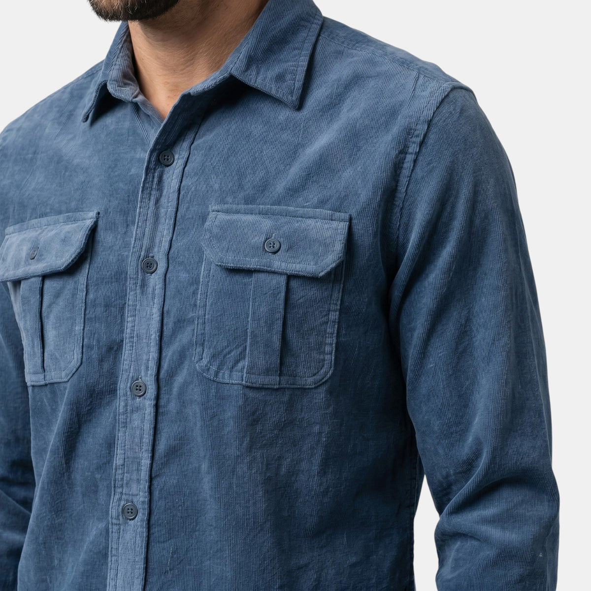 Men's Utility Button Shirt with Dual Chest Pockets