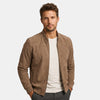 Men's Zip Front Bomber Jacket with Stand Collar