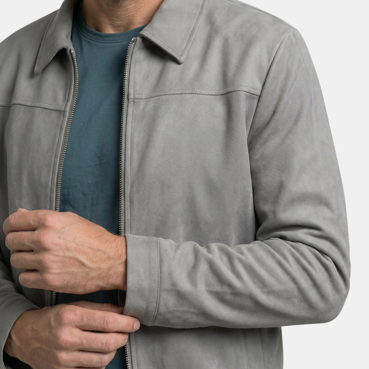 Men's Zip Front Jacket with Classic Collar