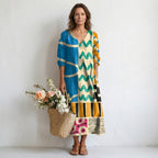 Women's Abstract Print Maxi Dress Relaxed Elegant Fit