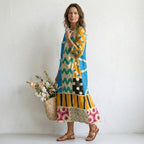 Women's Abstract Print Maxi Dress Relaxed Elegant Fit