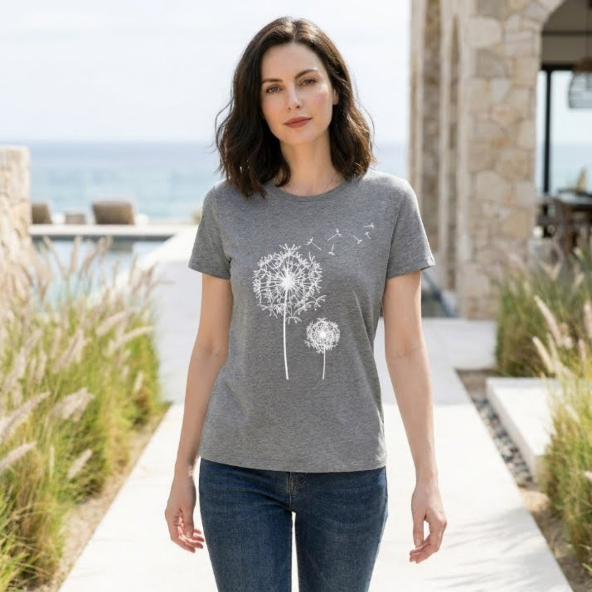 Women's Casual Graphic Crew Neck T Shirt