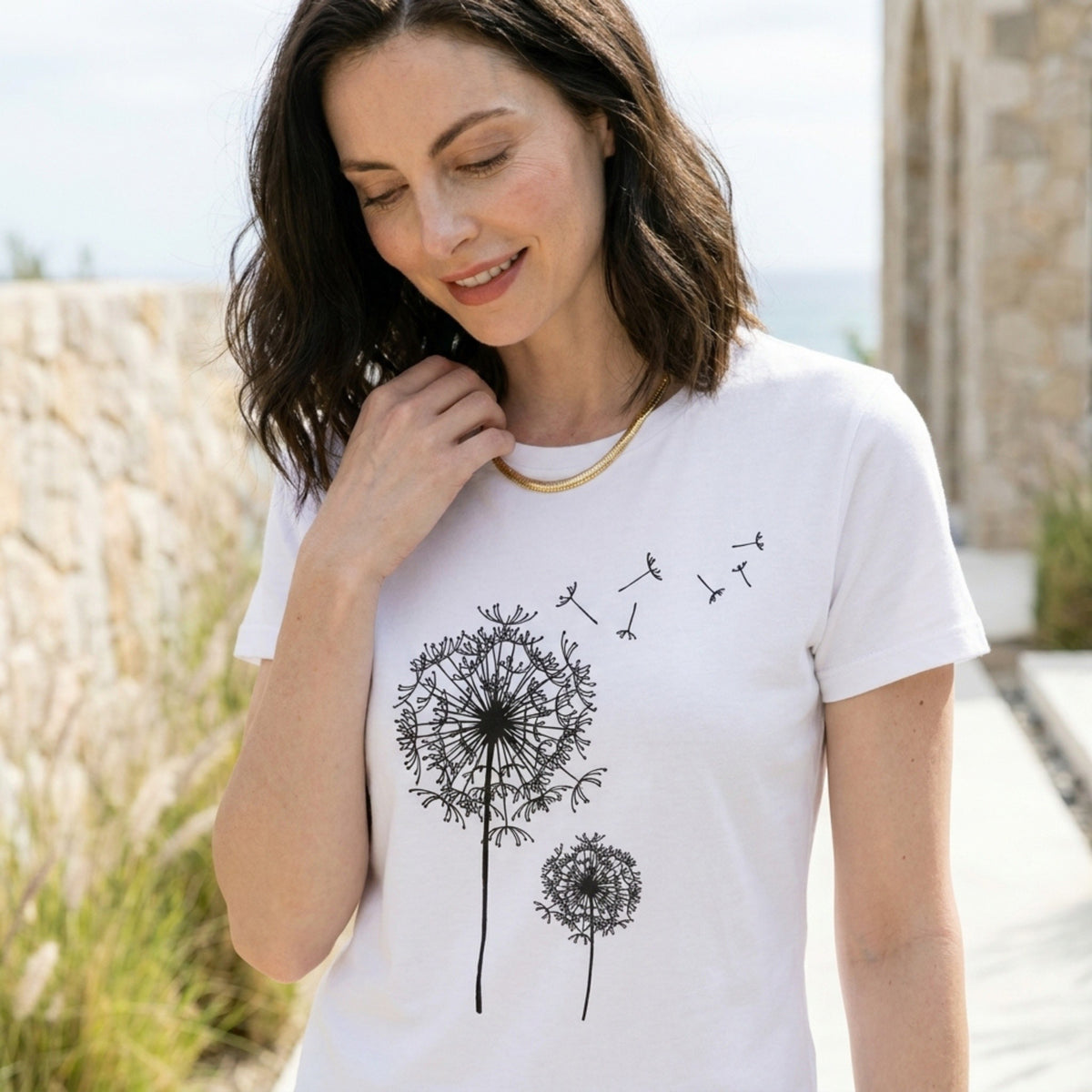 Women's Casual Graphic Crew Neck T Shirt