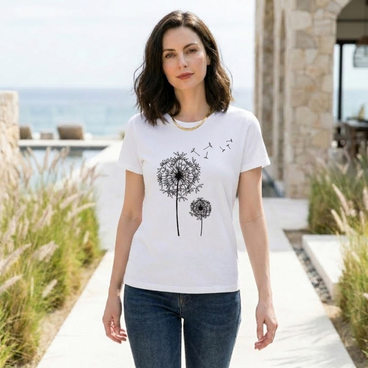 Women's Casual Graphic Crew Neck T Shirt