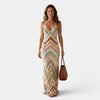 Women's Chevron Maxi Dress Elegant Vacation Style