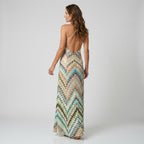 Women's Chevron Maxi Dress Elegant Vacation Style