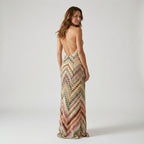 Women's Chevron Maxi Dress Elegant Vacation Style