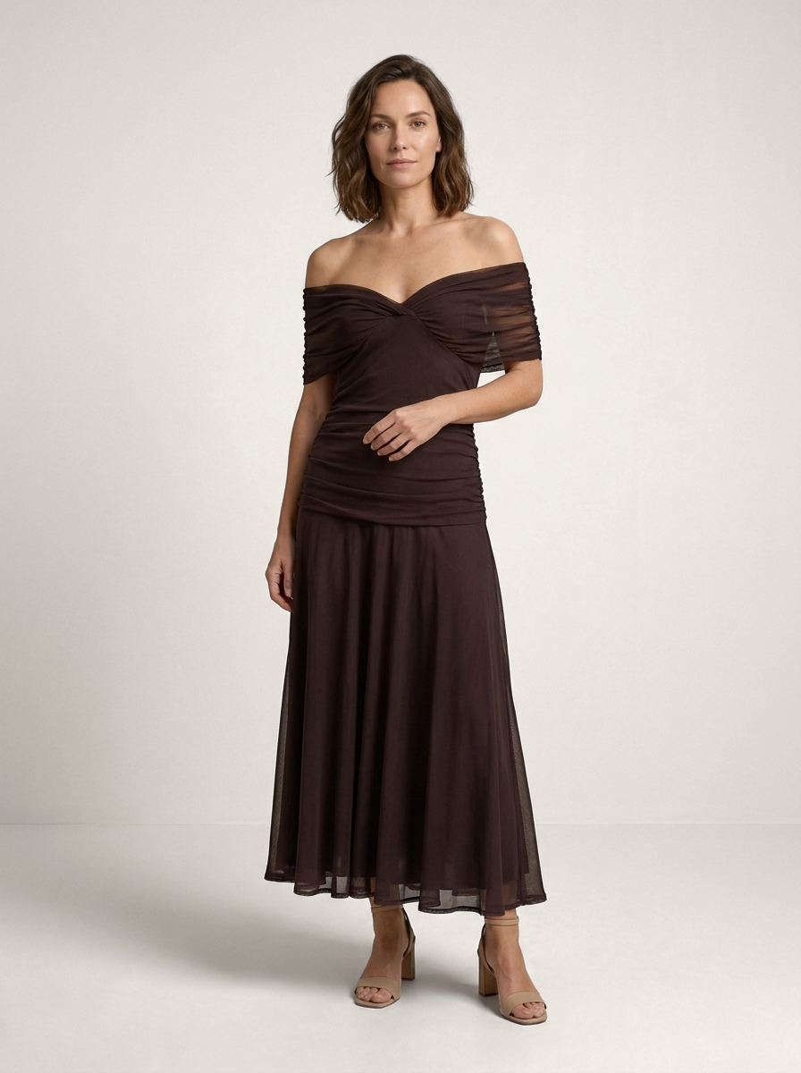 Robe maxi élégante à col en V pour femmes, coupe fluide