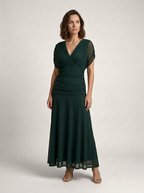 Női elegáns V-nyakú maxi ruha légies szabással