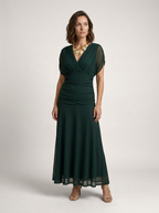 Női elegáns V-nyakú maxi ruha légies szabással