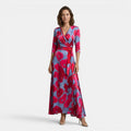 Women’s Floral Maxi Dress Elegant Wrap Style Evening Dress