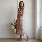 Robe maxi florale pour femmes, coupe décontractée élégante