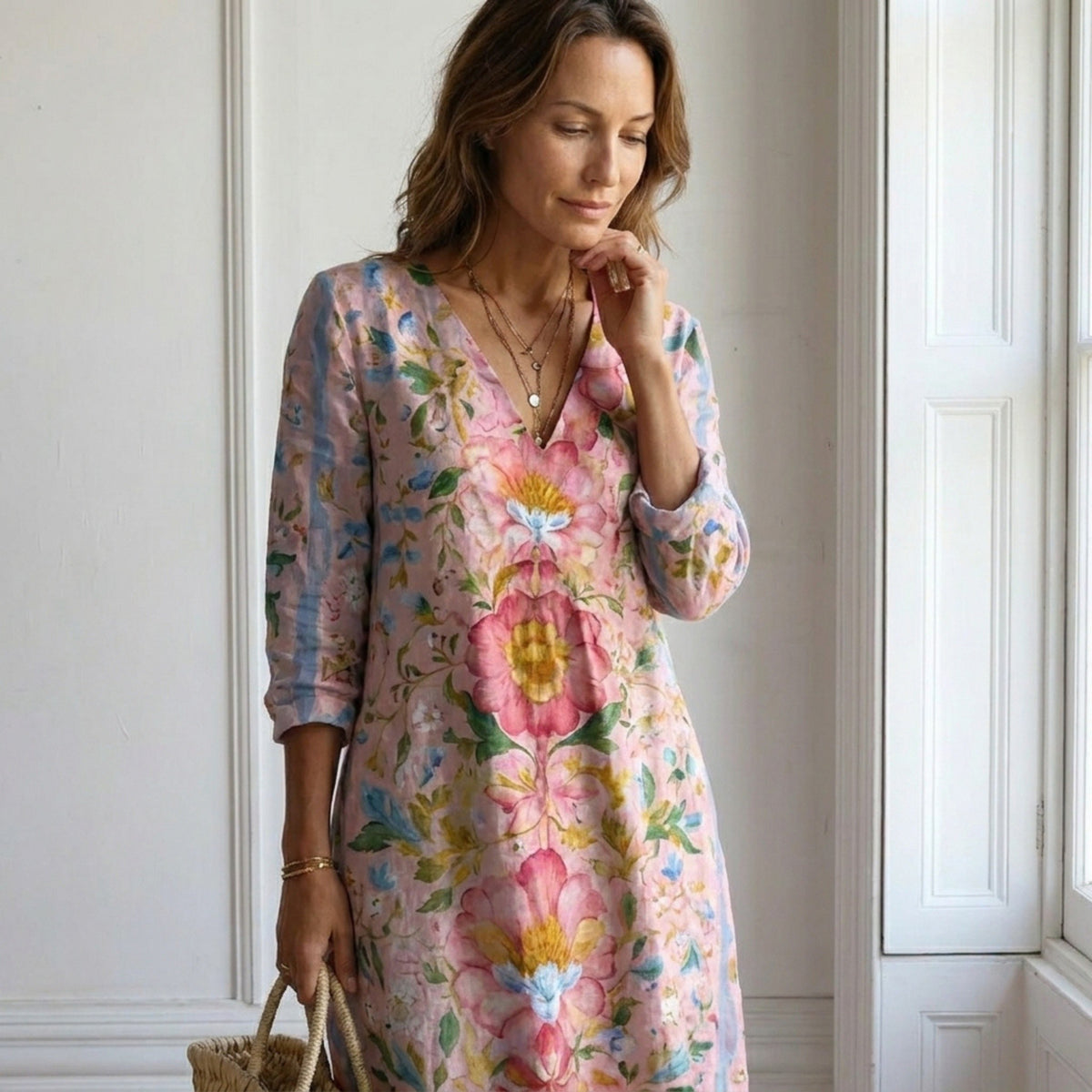 Robe maxi florale pour femmes, coupe décontractée élégante