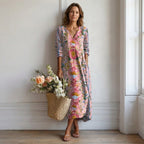 Robe maxi florale pour femmes, coupe décontractée élégante