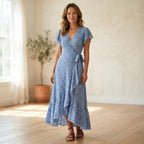 Women's Floral Midi Dress Elegant Wrap Style