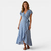 Women's Floral Midi Dress Elegant Wrap Style