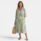 Robe midi florale pour femmes, coupe décontractée élégante