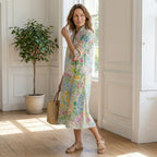 Robe midi florale pour femmes, coupe décontractée élégante