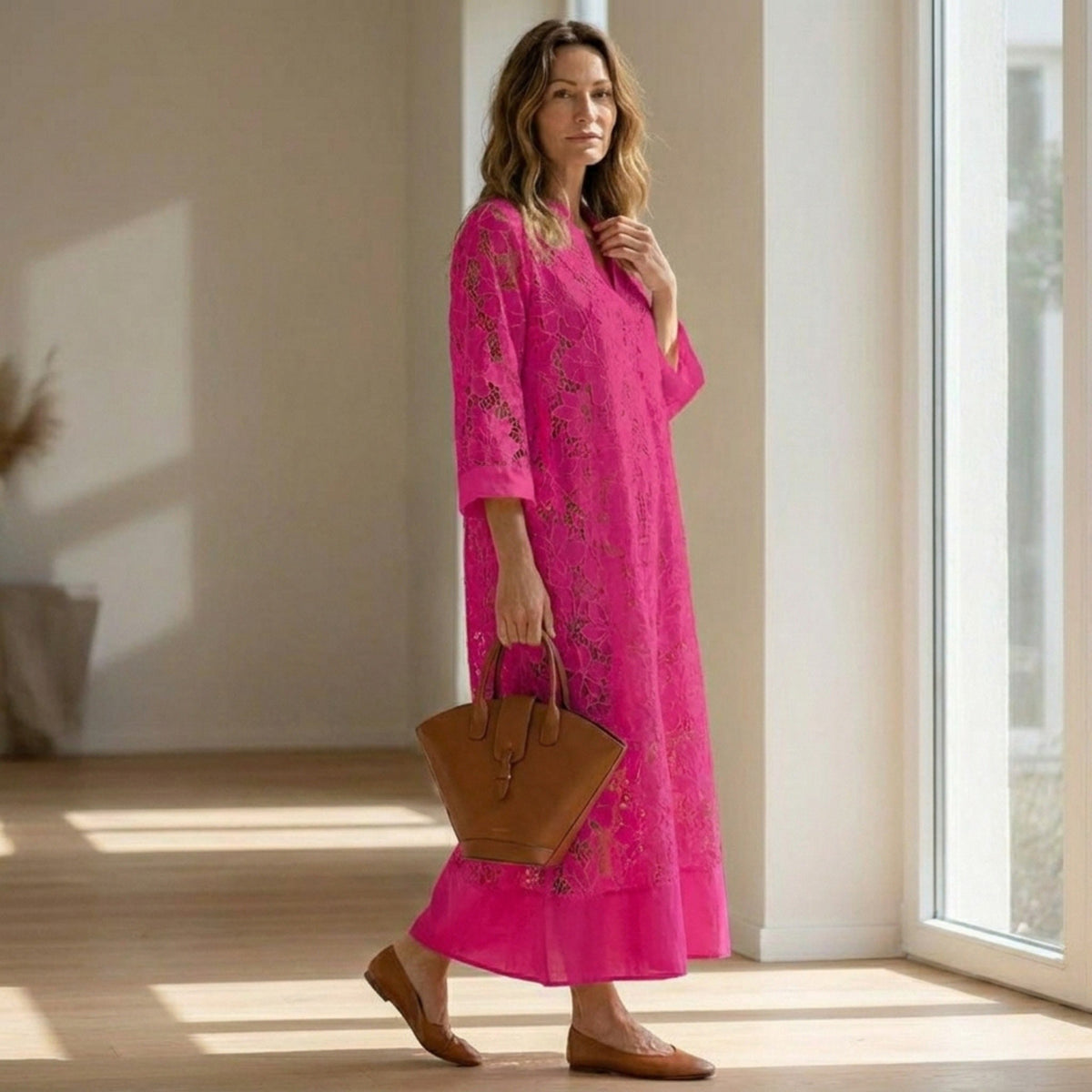 Women's Lace Maxi Dress Elegant Relaxed Fit