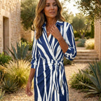 Women's Leaf Print Maxi Dress Elegant Wrap Style