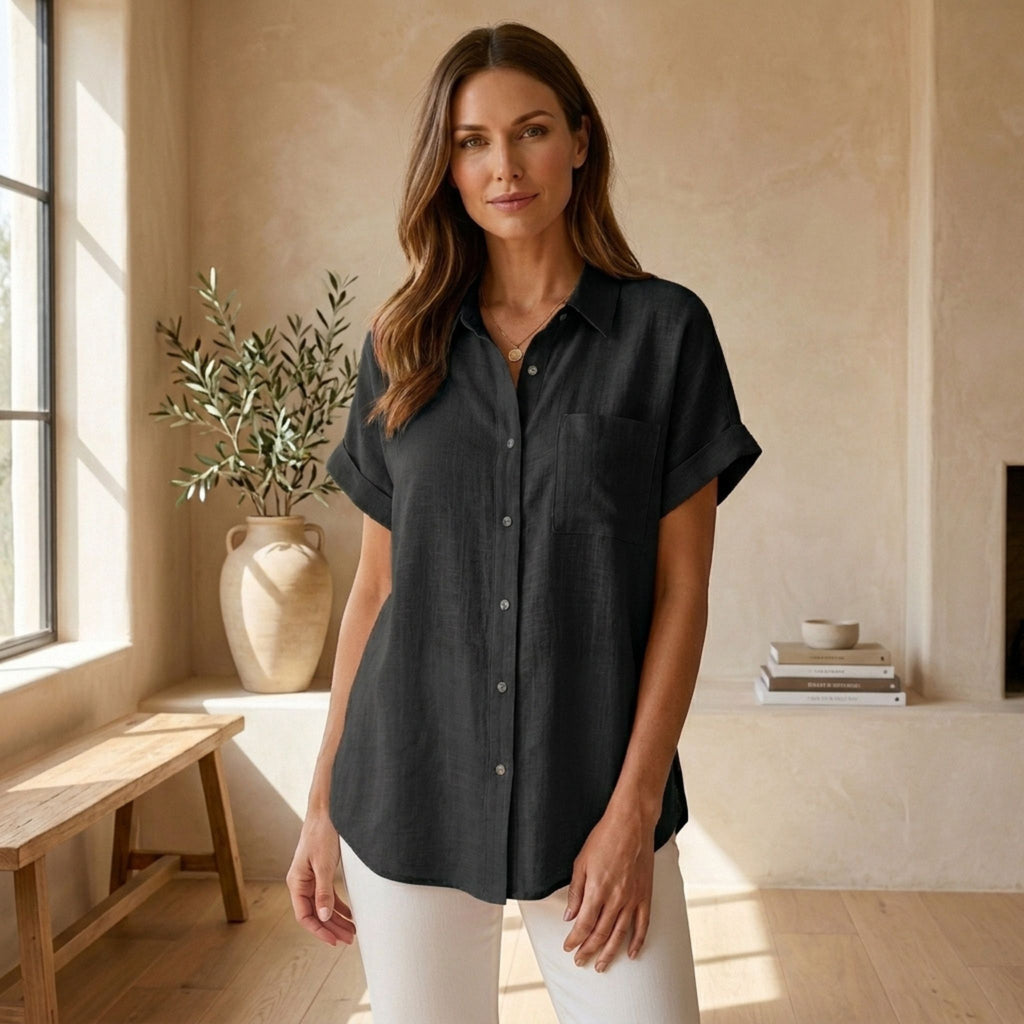 Chemise pour femme à manches courtes et boutons