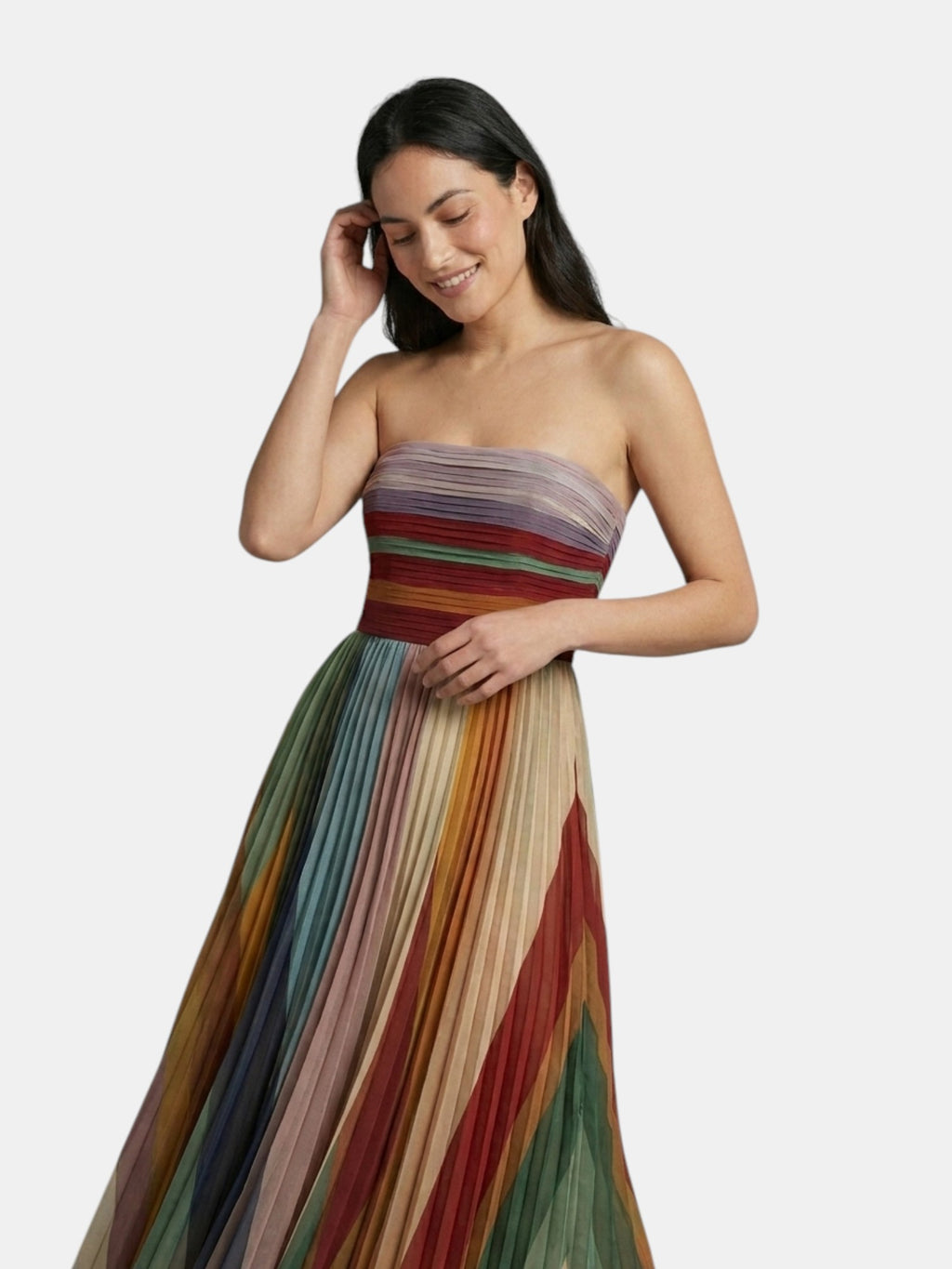 Robe maxi bustier pour femmes, robe longue plissée