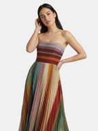 Robe maxi bustier pour femmes, robe longue plissée