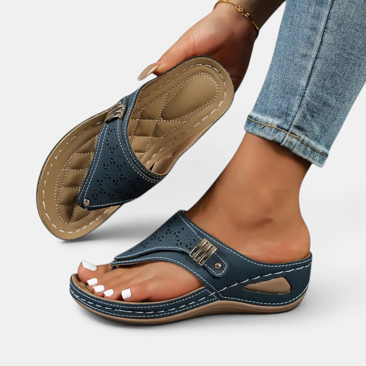 Sandales compensées pour femmes, à enfiler, bout ouvert, sandales décontractées