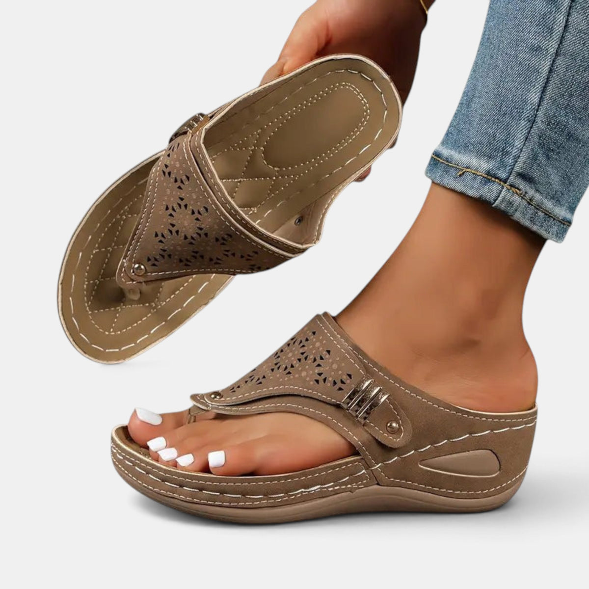 Sandales compensées pour femmes, à enfiler, bout ouvert, sandales décontractées